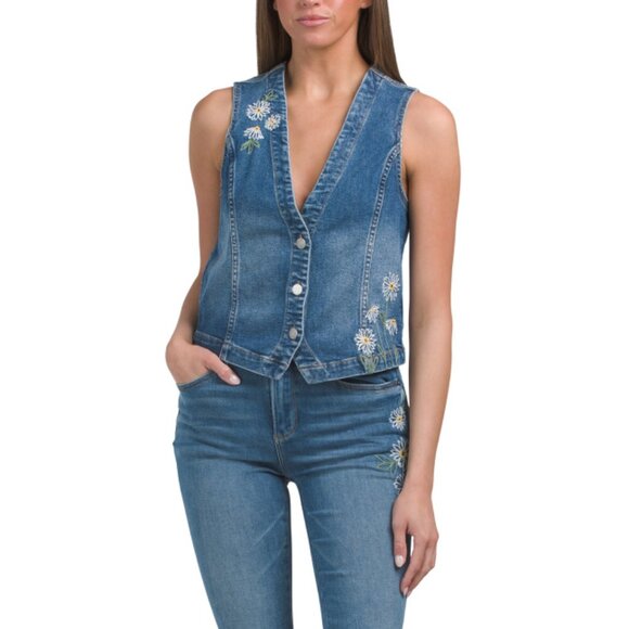 DRIFTWOOD JEANS Medium Wash Crazy For Daisy Vest - Picture 1 of 2